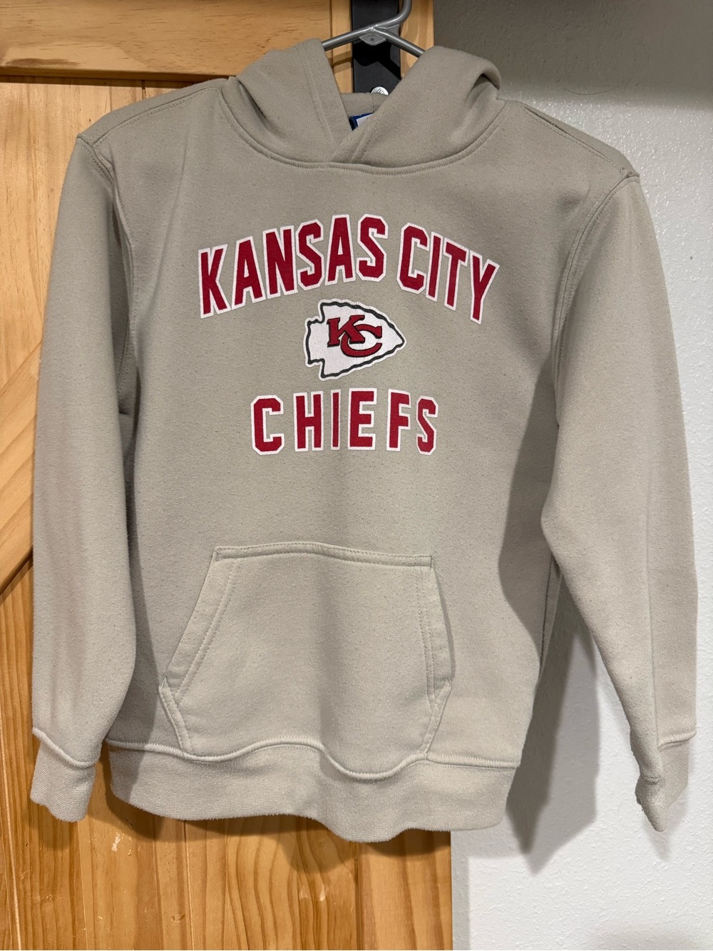 NFL Kansas City Chiefs Tan Hoodie with Red Logo